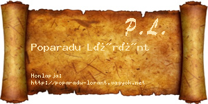 Poparadu Lóránt névjegykártya